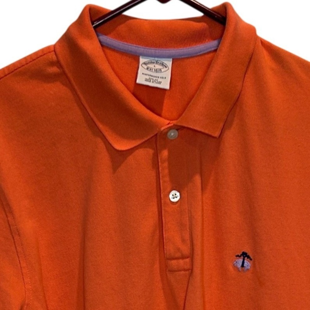 Brooks Brothers Performance Polo Shirt Orange Slim Fit Men's Large Sheep‎ Logo